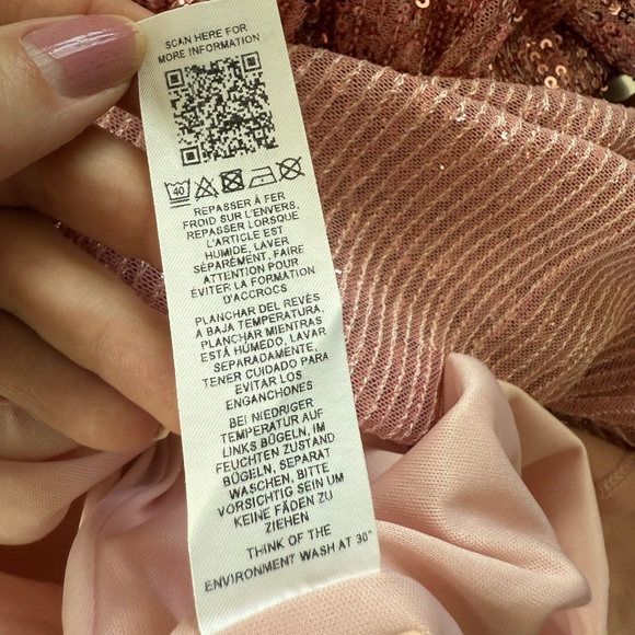 ASOS Nordstrom sequin 90s dress cowl neck slip midi pink homecoming US size 12 - Picture 12 of 12